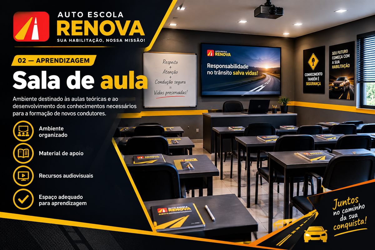 Sala de aula da Auto Escola Renova