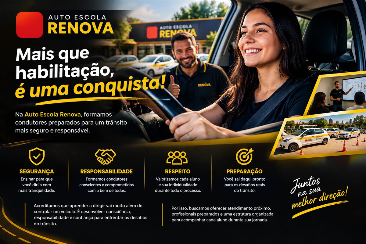 Sua nova direção começa aqui na Auto Escola Renova